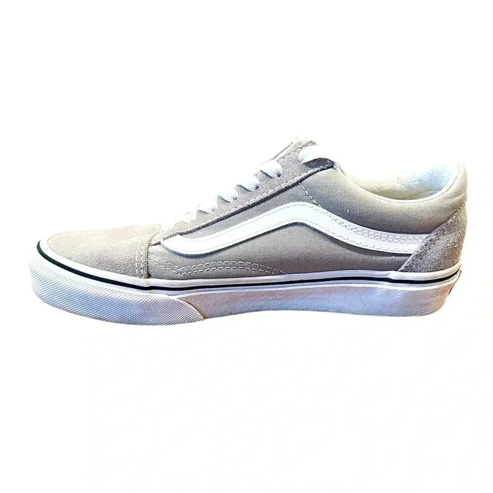 Vans Off the Wall unisex suede leather lace-up sneaker SZ 6.5 women gray white